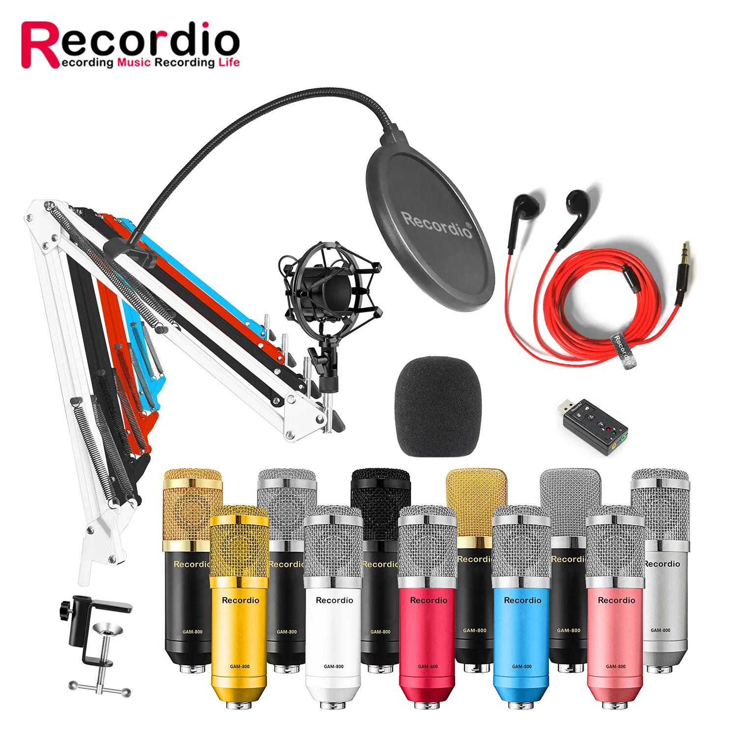 BM-800 Verde Áudio Do Microfone Profissional Condensador Sound Studio de Gravação Microfone