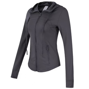 Women's Plus Size <b>Yoga</b> Hoodie <b>Jacket</b>-Spandex/Nylon Material Full Sleeve Breathable & Quick-Dry Slim Fit for Spring/Autumn Sports - Product Image 5