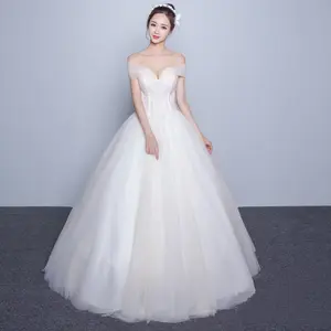 Fashion vestidos de novia off shoulder V neck elegant puffy bridal dress Manufacturer made Luxury wedding gown