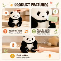 Peluche Interactivo de Panda EPT con Sonidos de Alimentación Grabables, Sensor Táctil, Animal de Peluche Eléctrico, Regalo para Niños