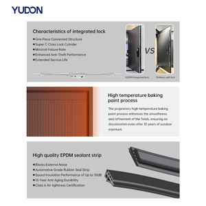 Portes d'entrée modernes YUDON DOOR personnalisées en alliage <span class=keywords><strong>de</strong></span> <span class=keywords><strong>zinc</strong></span> ignifuge <span class=keywords><strong>de</strong></span> haute qualité pour appartements <span class=keywords><strong>de</strong></span> luxe, utilisation extérieure - insonorisées, étanches - Product Image 2