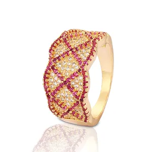 Brass Manufacturer Supplier Guangzhou New Model Fashion Luxury 18K Gold Filled Wedding Rings
