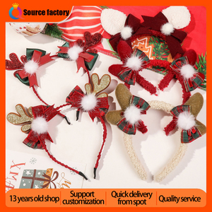 QIYUE عيد الميلاد قرون أفخم عصابات رأس الأياكة عقدة بريق عصابات رأس اكسسوارات شعر نسائية - Product Image 2