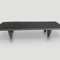 Ensemble de tables de salon en bois massif, table basse carrée noire de luxe
