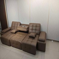 Sofá Seccional Cuadrado Moderno de Cuero Genuino Convertible Grande con Relleno de Esponja para Reuniones en Villas