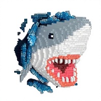 Bloques de Arte Mural 3D de Tiburón Azul Viral - Rompecabezas DIY de 2166 Piezas de ABS, Regalo de Decoración para el Hogar para Adultos