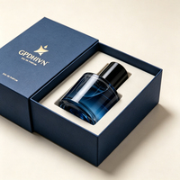 Flacons de parfum vides en verre transparent bleu de luxe avec logo personnalisé, cylindriques, 30 ml, 50 ml, 100 ml, avec vaporisateur à fine brume