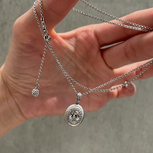 S925 Pure Silver <b>Light</b> Luxury Agile Detachable Design Four Leaf <b>Flower</b> Diamond Inlaid Pendant Necklace for Women - Product Image 5