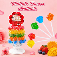 Sucettes en forme de rose 3D aux saveurs de fruits mélangés, bonbons durs colorés pour la Saint-Valentin, les mariages et les cadeaux romantiques