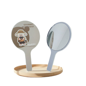 A652 Round Handheld Makeup <b>Mirror</b> 21x12cm Cute Cartoon Design Portable For Students And Travel Use - Product Image 4