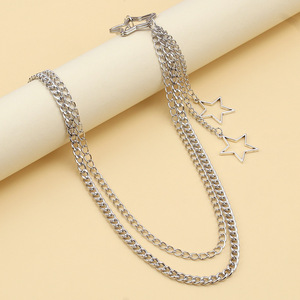 Star Hollow Double Layer Metal Waist <b>Chain</b> Zinc Alloy Casual Hip Hop Fashion Accessory - Product Image 3