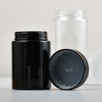 Pot en plastique vide en Pet, pot en plastique noir résistant aux enfants de 2oz à 12oz, avec couvercle résistant aux enfants