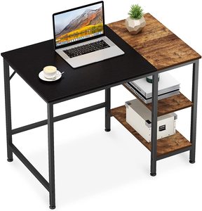 Bureau d'ordinateur industriel avec 2 étagères <span class=keywords><strong>de</strong></span> rangement, bureau d'écriture rustique, poste <span class=keywords><strong>de</strong></span> travail <span class=keywords><strong>pour</strong></span> la maison, le bureau, la chambre à coucher, <span class=keywords><strong>l</strong></span>'étude - Product Image 2