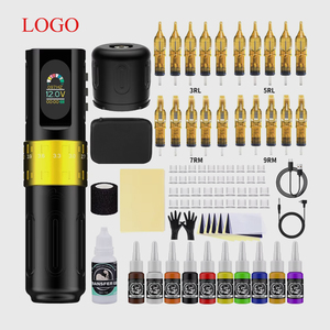 Kit complet de machine à tatouer rotative professionnelle avec logo personnalisé, stylo à tatouer et aiguilles à cartouche pour l'art corporel - Product Image 1