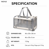 Sac de transport pliable pour animaux de compagnie YAOYUE en tissu Oxford avec fenêtres en maille pour chats et petits chiens