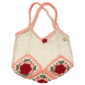 Sac fourre-tout de plage d'été de grande capacité pour femmes de luxe 5-Rose Granny Square Cotton Yarn Zipper Style décontracté de haute qualité - Product Image 1