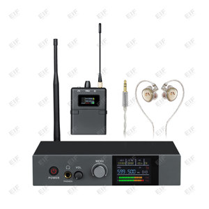 AC-100 Stereo In-Ear Audio Monitoring System 590.5-599.5MHz <b>Wireless</b> Headphone Receiver Volume <b>Control</b> AA Battery Powered XLR - Product Image 1