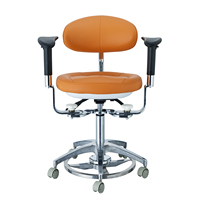 Tabouret dentaire ergonomique moderne en acier inoxydable avec commande de hauteur réglable par pédale, coussin en mousse à mémoire de forme, usage hospitalier