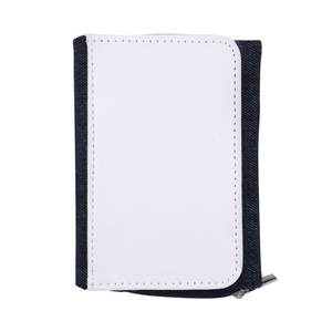 Cartera triple de viaje con logotipo personalizado, diseño de vaquero por sublimación a la moda Unisex con cierre de cremallera, forro de lona de longitud corta - Product Image 6