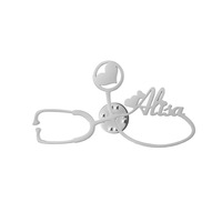 Broche personnalisée en acier inoxydable de qualité supérieure avec gravure de nom et lettre, pour unisexe - Cadeau et occasions de fête
