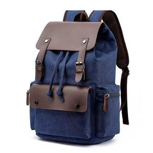 Custom Men's Style Trend Custom Logo 15.6 Inch Laptop <b>Backpack</b> <b>Vegan</b> Vintage <b>Leather</b> Canvas Waterproof Anti-theft School B - Product Image 1