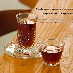 Ensemble tasse et soucoupe à café en verre turc, moderne, simple, écologique, transparent, petit, pour la maison, exquis, créatif, luxe léger - Product Image 4