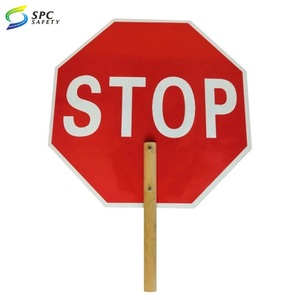 Palette de contrôle du trafic pour piétons réfléchissante à double face à main Avertissement de sécurité à main <span class=keywords><strong>Stop</strong></span>/Go Panneaux de signalisation - Product Image 2