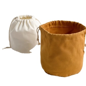 Hot Selling Custom <b>Round</b> Bottom <b>Canvas</b> Gift Packaging Bag Candle Drawstring with Cartoon Pattern for Gift Giving - Product Image 1