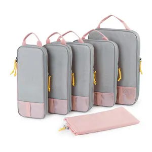 6 Set tas bagasi dapat diperbesar tas kompresi nilon tahan air kotak kemasan ringan pengatur koper untuk wanita & Pria