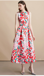 Chic Vestidos Para Mujer 2025 sans manches Sexy a-<span class=keywords><strong>ligne</strong></span> imprimer robe de soirée col rond longues robes d'été élégante fête femmes robes - Product Image 4