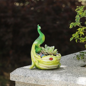 Pot de fleurs créatif au design européen, en résine avec revêtement PE, motif paon de dessin animé, durable, mignon, pour décoration intérieure, <span class=keywords><strong>balcon</strong></span>, jardin, <span class=keywords><strong>idée</strong></span> cadeau, pour plantes succulentes - Product Image 4