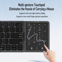 Nouveau clavier mini sans fil BT rechargeable pliable portable avec pavé tactile numérique pour ordinateur portable, tablette, téléphone