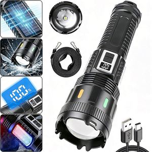 Lampe torche LED super lumineuse de haute qualité 30W, rechargeable par énergie solaire, longue portée, pour le camping et les aventures en plein air - Product Image 2