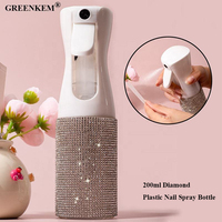 Botella de Spray de uñas de plástico de diamante de 200ml, botella de Spray continuo fino, líquido de limpieza de uñas, botella vacía líquida