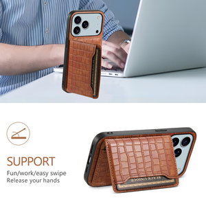 Étui portefeuille de luxe en cuir PU Denior 2-en-1 pour iPhone 17 Pro <span class=keywords><strong>avec</strong></span> <span class=keywords><strong>porte</strong></span>-cartes et support, incluant protection de l'appareil photo - Product Image 4