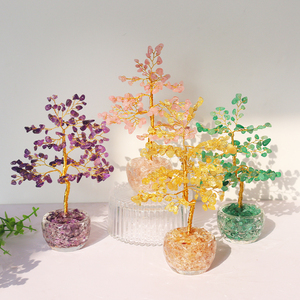 Кристаллическое дерево удачи и процветания Фэн-шуй для дома и офиса: Аметист, розовый кварц, кристаллическое дерево жизни в стеклянном горшке - Product Image 1