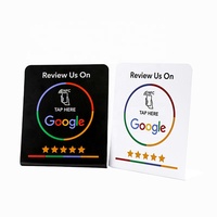Support de table NFC pour avis Google, carte de menu, vente en gros, support de menu de table en forme de L RFID NFC, présentoir PVC noir et blanc