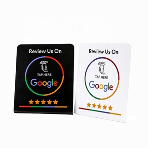 Soporte de mesa NFC para tarjetas de reseñas de Google, menú, venta al por mayor, RFID, NFC, soporte de exhibición de PVC en forma de <span class=keywords><strong>L</strong></span> para mesa, negro y blanco - Product Image 5