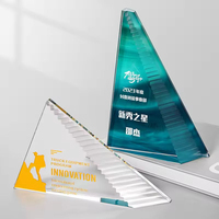 Индивидуальный хрустальный трофей с гравировкой текста, корпоративный подарок, элитный треугольный наградной кубок