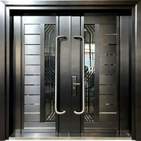 Portes d'entrée à double couche, portes de sécurité extérieures en acier inoxydable pour la maison, entrée extérieure