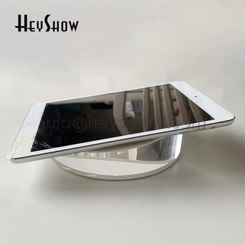 Heavy Acrylic Tablet Display Stand 15cm Solid Tablet Round Holder For Alarm System In Retail