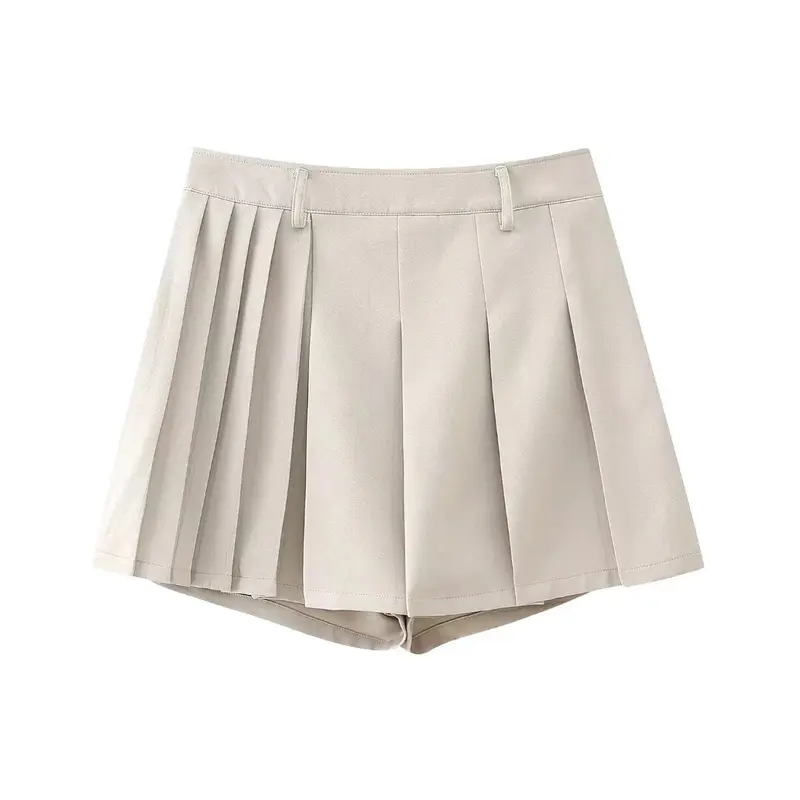 K504 nouveau 2023 européen Chic couleur unie taille haute fendu Shorts femmes Match tous les Shorts Saias vêtements 12