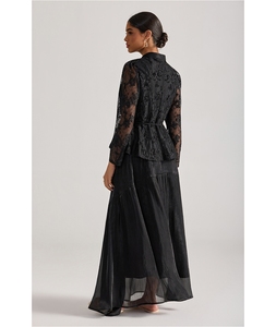 Nuovo Set Due Pezzi Autunno 2026: Top Elegante in Pizzo Ricamato a Maniche Lunghe Stile <span class=keywords><strong>Palazzo</strong></span> con Gonna a Metà Coscia - Product Image 6