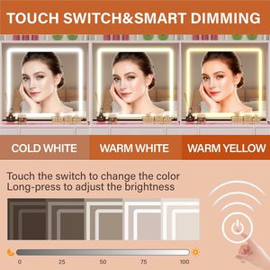 Full Length Smart LED Mirror Rustic Wood Makeup Vanity <strong>Desk</strong> Transparent <strong>Top</strong> 11 RGB <strong>Drawers</strong> 10 Shelves 3 - Product Image 5