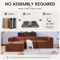 Sofa Kulit Mewah OEM Grosir Tanpa Rangka Bentuk L Sofa Terkompresi Tanpa Bingkai Sofa Modular Tanpa Perakitan Perabot Ruang Tamu