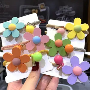 Coleteros de goma con flores pequeñas de colores para niña, accesorios para el cabello, venta al por mayor