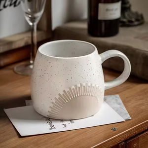 Wholesale New Creative Big Nordic Simple Embossed Crown <b>Ceramic</b> Coffee <b>Cup</b> Custom Handmade Gift Sustainable Reusable Food Safe - Product Image 3