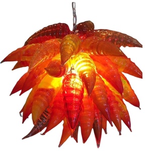 Decorative ceiling hanging thick murano glass orange color lamp chandeliers