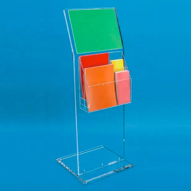 Floor standing modern clear acrylic brochure magazine display outdoor brochure holders display