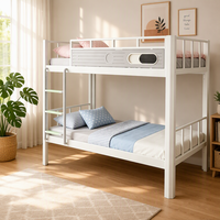 Lit superposé en métal pour adultes, idéal pour la maison et la chambre, avec escalier et rangement, robuste, gain de place, style acier